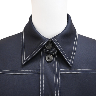 CELINE | Navy Blue Midi Shirt Dress