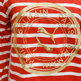 BALMAIN | Distressed Striped Logo Hoodie