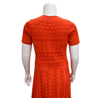 CAROLINA HERRERA | Red Pointelle Knit Midi Dress
