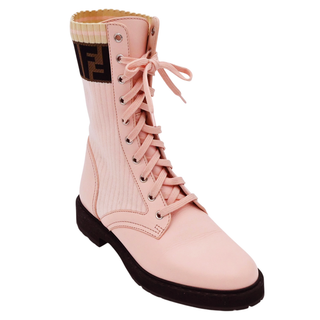 FENDI | Rockoko Pink Zucca Combat Boots