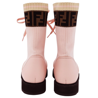 FENDI | Rockoko Pink Zucca Combat Boots