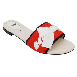 FENDI | Multicolored Knit Bow Slide Sandals