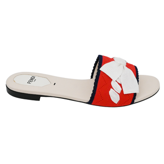 FENDI | Multicolored Knit Bow Slide Sandals
