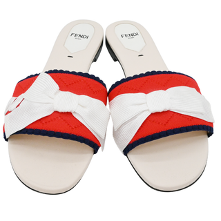 FENDI | Multicolored Knit Bow Slide Sandals
