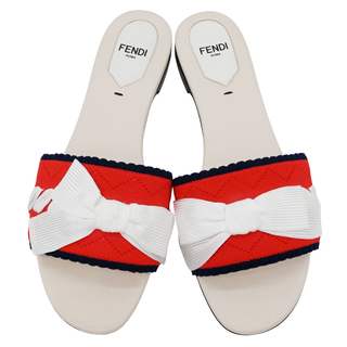 FENDI | Multicolored Knit Bow Slide Sandals
