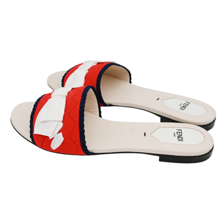 FENDI | Multicolored Knit Bow Slide Sandals