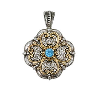 KONSTANTINO | Two-Tone Blue Topaz & Diamond Pendant