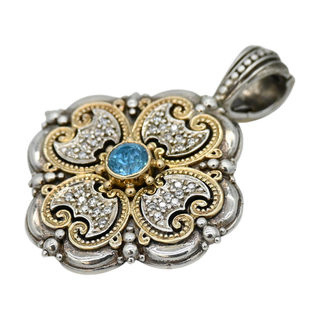 KONSTANTINO | Two-Tone Blue Topaz & Diamond Pendant