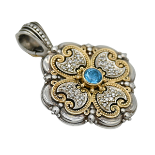 KONSTANTINO | Two-Tone Blue Topaz & Diamond Pendant