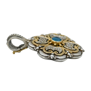 KONSTANTINO | Two-Tone Blue Topaz & Diamond Pendant