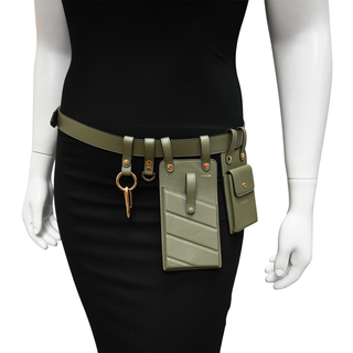 FENDI | Army Green Leather Multi-Accessory Belt