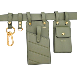 FENDI | Army Green Leather Multi-Accessory Belt