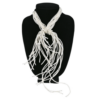 BRUNELLO CUCINELLI | White Beaded Lariat Choker Necklace