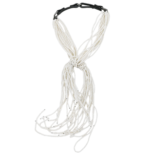 BRUNELLO CUCINELLI | White Beaded Lariat Choker Necklace