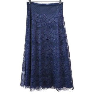 DIOR | Navy Sheer Lace Polka Dot Skirt