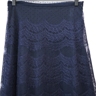 DIOR | Navy Sheer Lace Polka Dot Skirt