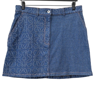 LOEWE | Blue Denim Anagram Logo Mini Skirt