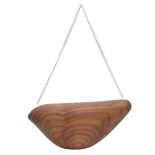EITTEM | Bird Woodgrain Walnut Clutch Bag