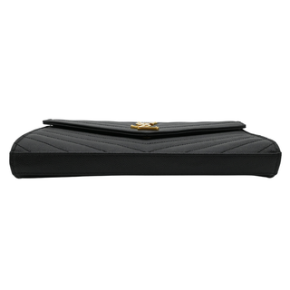 SAINT LAURENT | Black Grain De Poudre Cassandre Chain Wallet