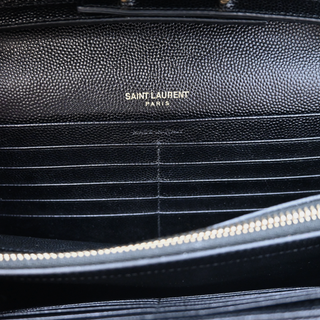 SAINT LAURENT | Black Grain De Poudre Cassandre Chain Wallet