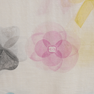 CHANEL | Camellia Pastel CC Semi-Sheer Scarf