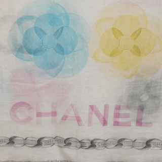 CHANEL | Camellia Pastel CC Semi-Sheer Scarf