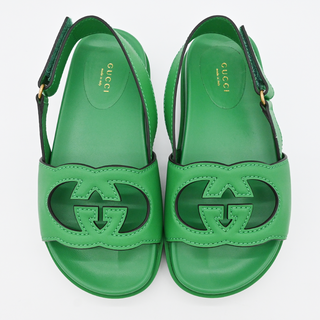 GUCCI | Chunky Green Leather GG Sandals