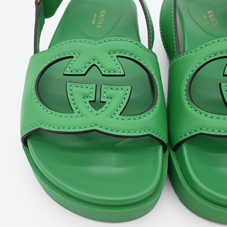 GUCCI | Chunky Green Leather GG Sandals