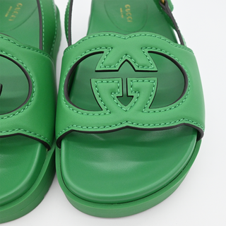 GUCCI | Chunky Green Leather GG Sandals