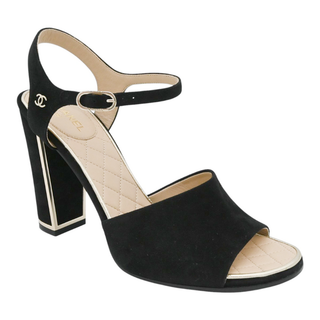 CHANEL | Black Suede Block Heels