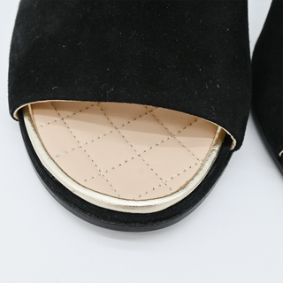 CHANEL | Black Suede Block Heels