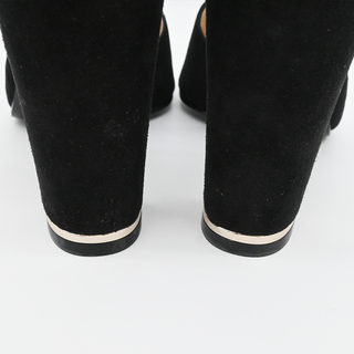 CHANEL | Black Suede Block Heels