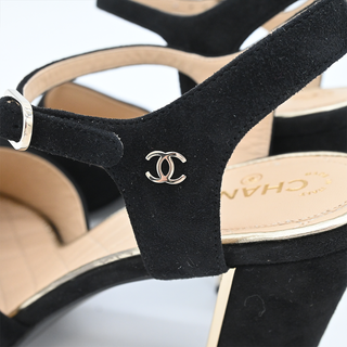 CHANEL | Black Suede Block Heels