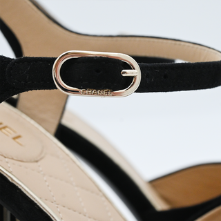 CHANEL | Black Suede Block Heels
