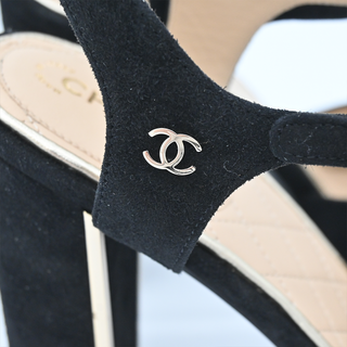 CHANEL | Black Suede Block Heels