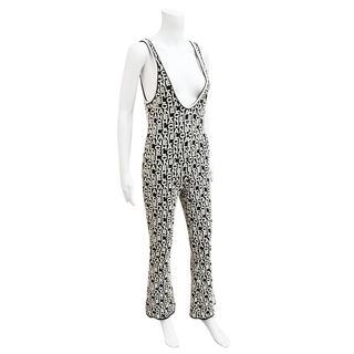 CHANEL | Logo Jacquard Plunge Neck Jumpsuit