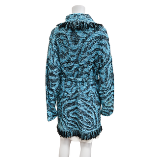 ALANUI | Blue & Black Fringed Knit Cardigan