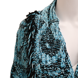 ALANUI | Blue & Black Fringed Knit Cardigan