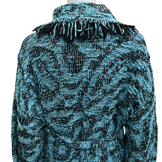 ALANUI | Blue & Black Fringed Knit Cardigan