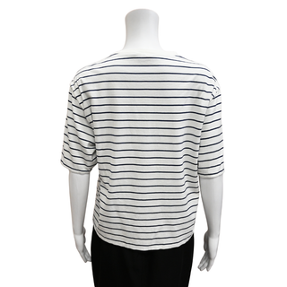 MIU MIU | Striped Cotton Logo Patch T-Shirt