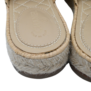 CHANEL | Black Suede Woven Espadrille Mules