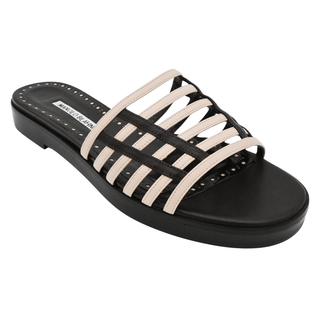 MANOLO BLAHNIK | Soromu Brown & Cream Slide Sandals