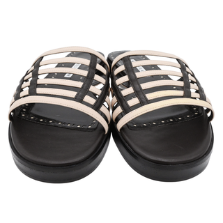 MANOLO BLAHNIK | Soromu Brown & Cream Slide Sandals