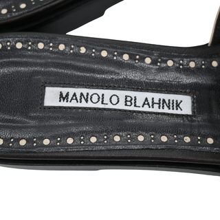 MANOLO BLAHNIK | Soromu Brown & Cream Slide Sandals