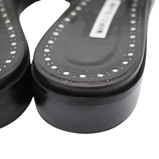 MANOLO BLAHNIK | Soromu Brown & Cream Slide Sandals