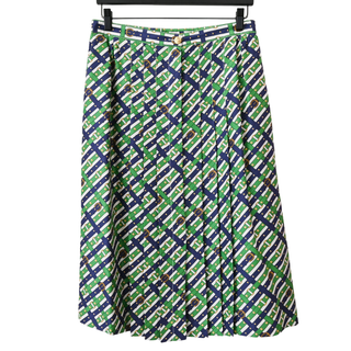 Multicolor Belt Check Silk Skirt