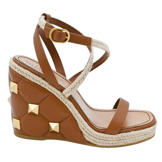 VALENTINO GARAVANI | Tan Roman Stud Espadrille Wedges