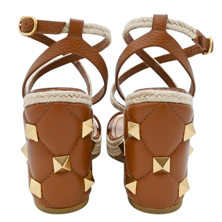 VALENTINO GARAVANI | Tan Roman Stud Espadrille Wedges