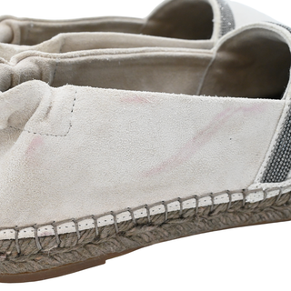 BRUNELLO CUCINELLI | Beige Canvas & Suede Ruched Monili Espadrilles