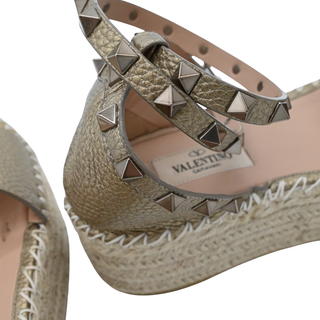 VALENTINO GARAVANI | Metallic Rockstud Espadrille Platforms